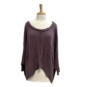 Free People Wool Blend Oversized Asymmetrical Dolman Sleeve Sweater Purple M/L